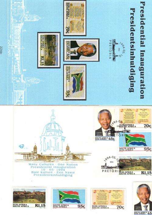 RSA :: MANDELA COMBO : Original Info Bulletin (with 2 extra pages. see scan) FDC 6.3b & stamps MUM