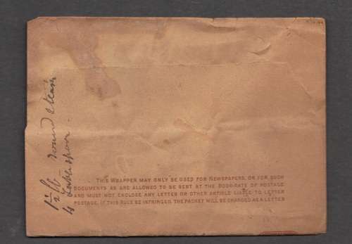 NEWSPAPER WRAPPING with BEAUTIFUL CANCELLATION of  TORQUAY 1892 (Condition Fair)