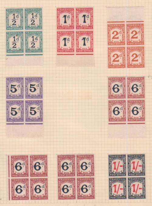 TRANSVAAL HINGED MINT BLOCKS OF 4