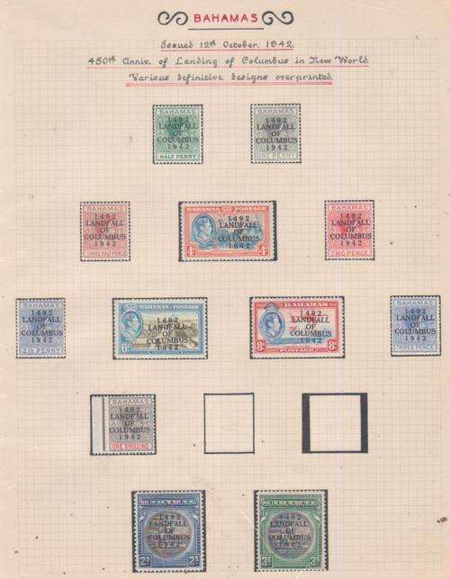 BAHAMAS 1942 OVERPRINTS HINGED MINT