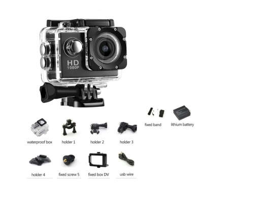 Waterproof HD Sports Camera 1080P - Black