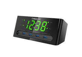 Beare Inteliset Digital Alarm Clock With 4 Usb Ports (Green LED) - CT24G
