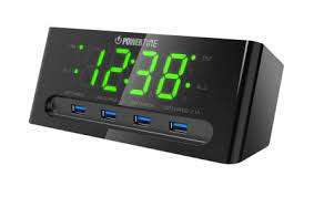 Beare Inteliset Digital Alarm Clock With 4 Usb Ports (Green LED) - CT24G