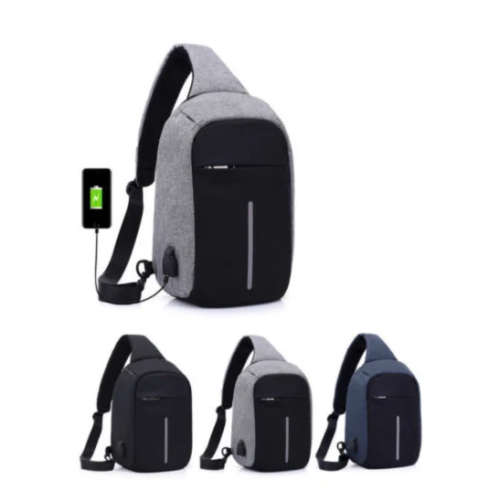 Men's Chest Pack Shoulder Bag Sling USB Charging Sports Anti-theft Bags