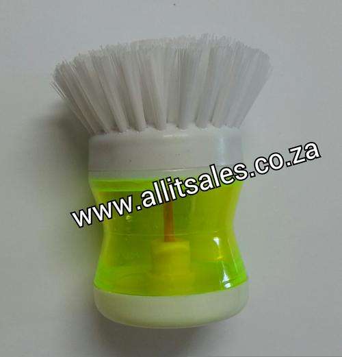 DISHWASHING BRUSH WITH SOAP DISPENSER- NEON