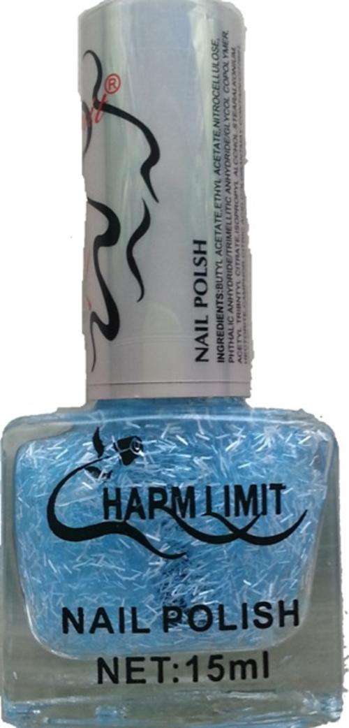 NAIL POLISH - CLEAR WITH BLUE/WHITE DECORATION STRIPES