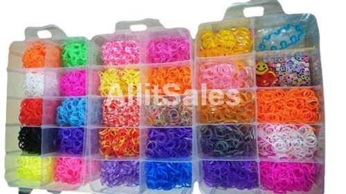 Colorful Loom Bands Kit & Case 6000pc Including 2 Loom Hooks & S-Clips & Loom Board & Charms