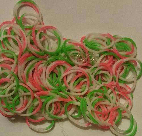 Loom Bands Pink White Green 200's Including Loom Hook & S-Clips