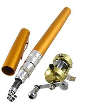 FISHING ROD IN PEN CASE - GOLD