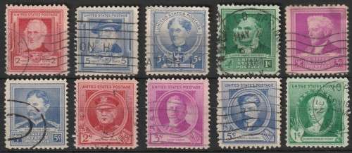 USA 1940 Famous Americans. Set of 12 good used stamps