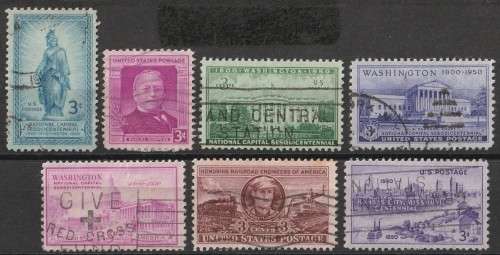 USA  1950  - 7 Assorted good used stamps
