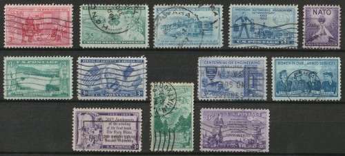 USA 1952 Assortment of 12 good used stamps