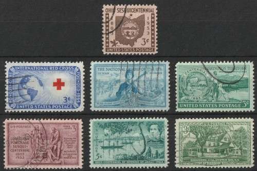 USA 1952 Assortment of 7 good used stamps