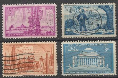 USA 1952  Assortment of 4 used stamps