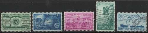 USA 1954 Assortment of 5 good used stamps