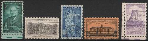 USA 1956 30 Assortment of 5 good used stamps