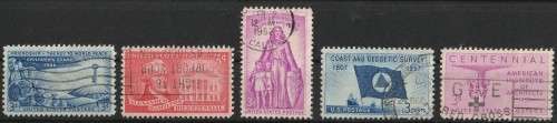 USA 1956 Assortment of 5 good used stamps