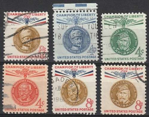 USA 1960.  Assortment of 6 good used stamps