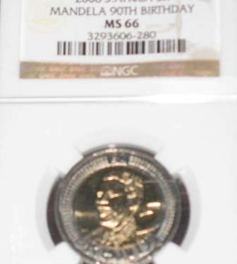 High Grade MS66 R5 2008 Nelson Mandela Birthday R5