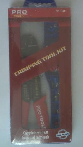 Crimper/Stripper Tool with Terminals in Hard Case