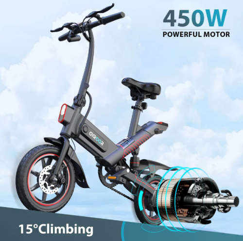 Gyroor C3 14inch folding Electric Bike 450W with 18.6MPH up to 28 Mileage for Adults