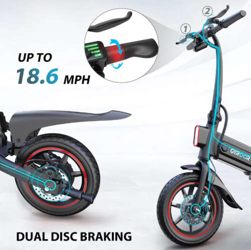 Gyroor C3 14inch folding Electric Bike 450W with 18.6MPH up to 28 Mileage for Adults
