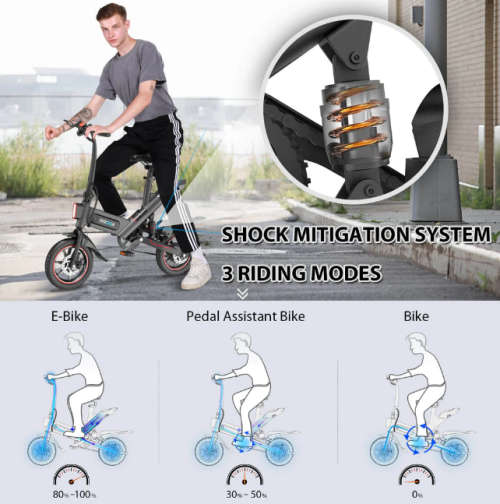 Gyroor C3 14inch folding Electric Bike 450W with 18.6MPH up to 28 Mileage for Adults