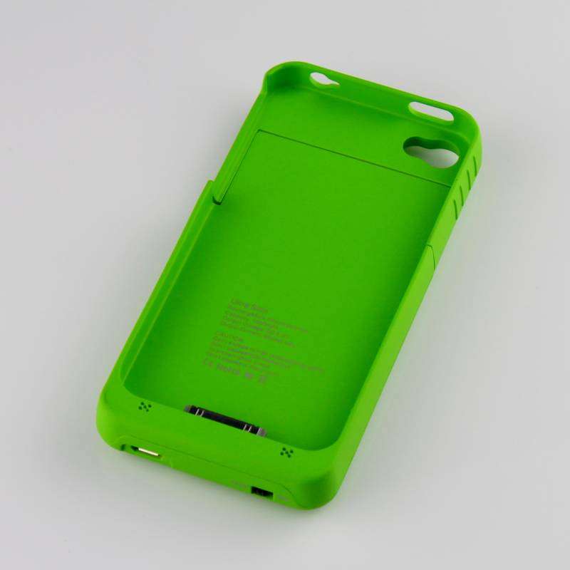 Green External Battery Charger Case Cover 1900mAh For Iphone 4 4G 4S power bank