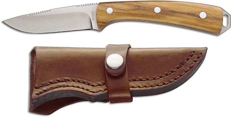Timberline Trophy Droppoint Hunter - Kommer Fixed Blade - Olive Wood & High Quality Leather Sheath