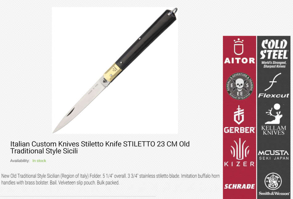 CUSTOM ITALIAN STILETTO - Made in Italy, Traditional Old School Sicilian Style Folding Knife