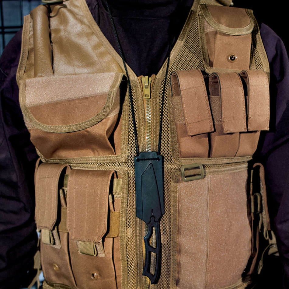 BUDK Tactical Warrior Tanto Neck Knife with Lanyard And Sheath