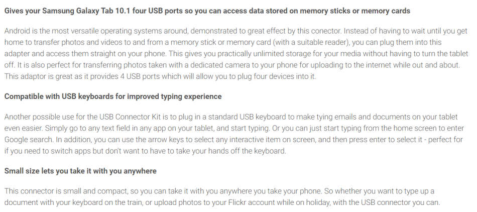 2nd Hand 4 Port USB OTG Hub for Samsung Galaxy Tablets