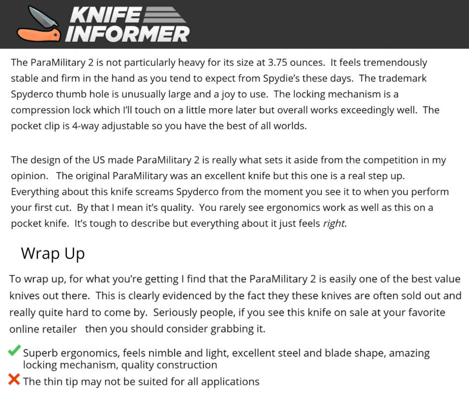 Spyderco ParaMilitary 2, G-10 Handles + Plain Edge [C81GP2] - CLEARANCE SALE