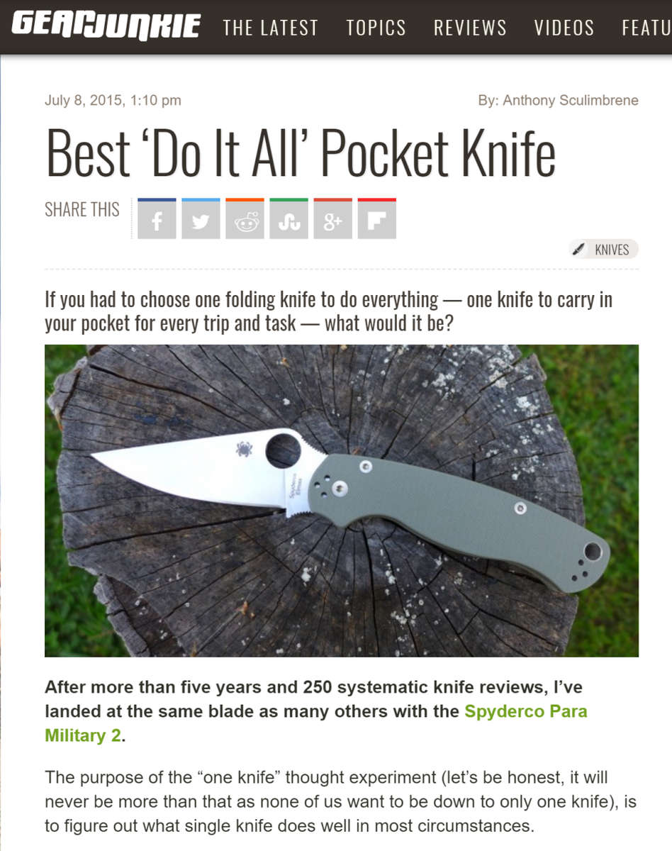 Spyderco ParaMilitary 2, G-10 Handles + Plain Edge [C81GP2] - CLEARANCE SALE