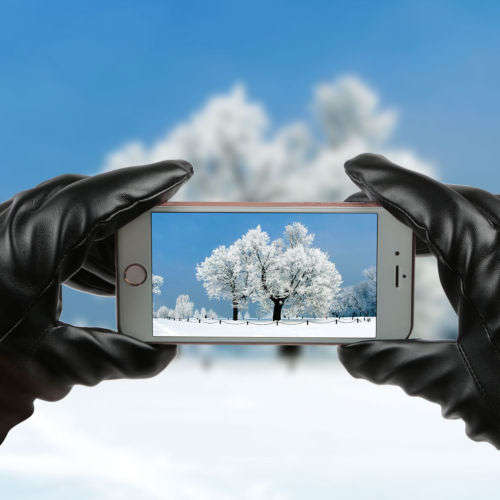 Warm Touch Screen Capable Black PU Leather + Cashmere Gloves - Large - CLEARANCE SALE