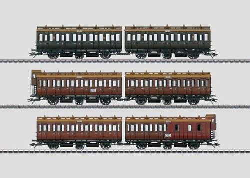 Marklin 37077 Steam Tank Locomotive with matching Marklin 42041, set of 3 pairs of passenger cars