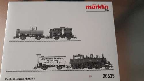 Marklin HO Gauge 26535 Palatine Railroad Freight Train (Steam Locomotive and 3 freight cars).