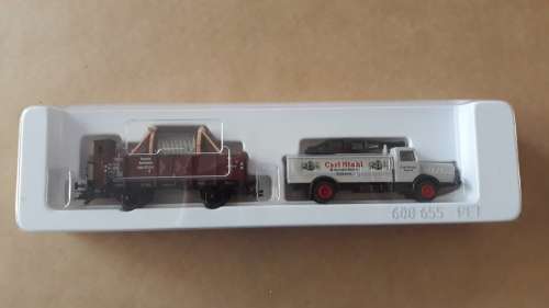 Marklin 48003 HO Gauge `Carl Stahl` Freight Wagon loaded with rope drum, with Bussing truck
