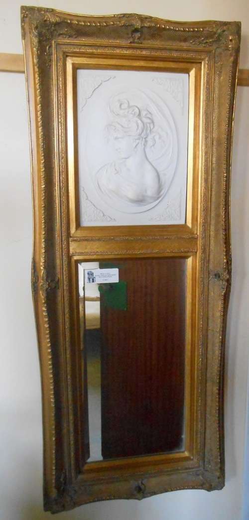 New Gold leafed mirror with marble plaque