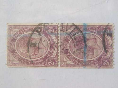 **R1 START** UNION - 1913 KGV 2d DULL PURPLE  - COIL PAIR - UHR