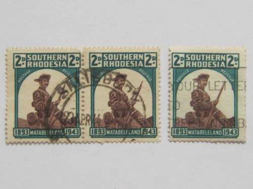 SOUTHERN RHODESIA - 1943 MATABELELAND - PAIR & SINGLE - UHR - CLEAR CANCELLATION