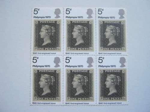 GB QEII - 1970 PHILIMPIA STAMP EXHIBITION - 5d BLOCK OF 6 - UNUSED