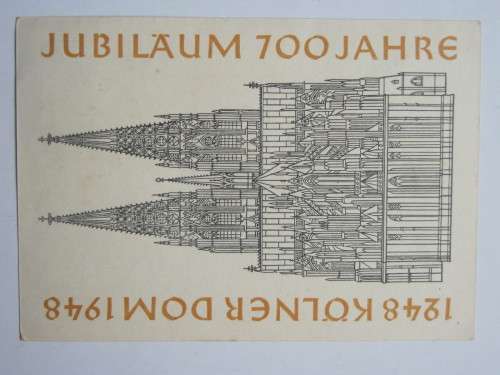 GERMANY - 1948 700th ANNIV OF COLOGNE CATHEDRAL - CLEAN POSTCARD