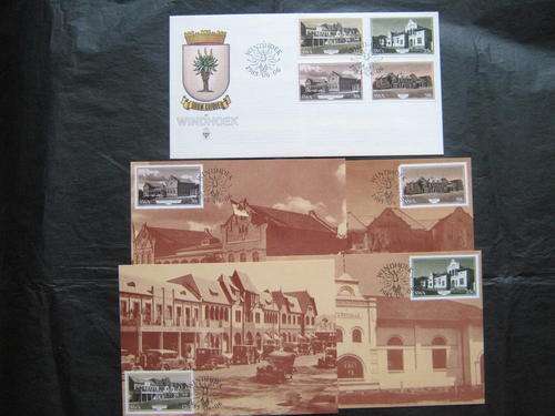 SWA - 1985 WINDHOEK BUILDINGS - FDC # 49 + SET OF POSTCARDS