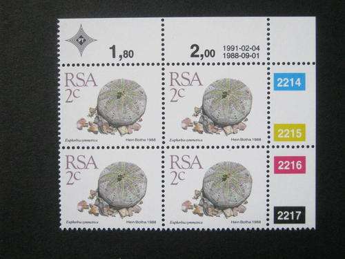 RSA - 1988 5TH DEFIN 2c - CONTROL BLOCK OF 4 - MNH