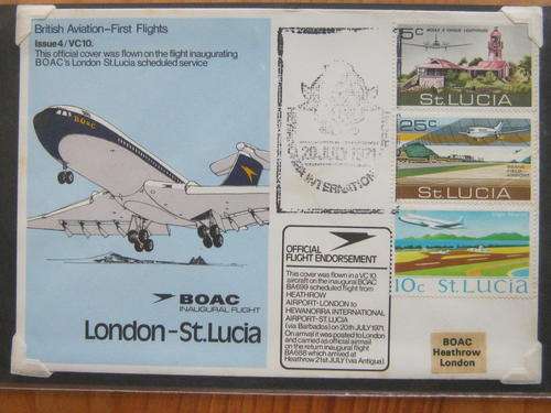 BOAC FLIGHT COVERS (x2) - 1971 LONDON-ST. LUCIA AND LONDON-SEYCHELLES