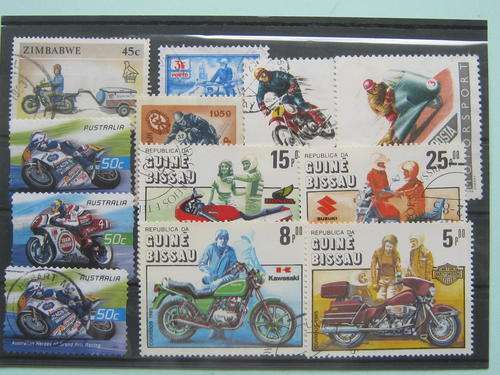 MOTORCYCLES - SELECTION OF 12 STAMPS - BID PER STAMP