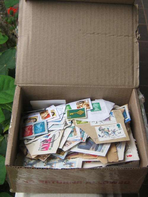 BOX OF STAMPS ON PAPER - MAINLY GB - FREE SHIPPING