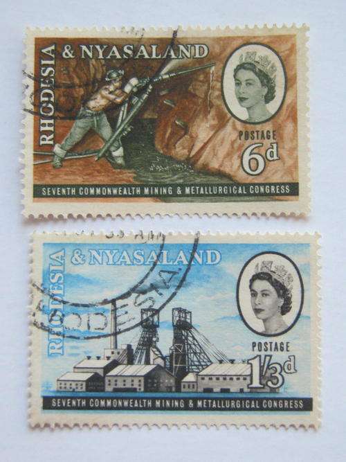 RHODESIA & NYASALAND - 1961 MINING & METALLURGICAL CONGRESS - SET OF 2 - USED