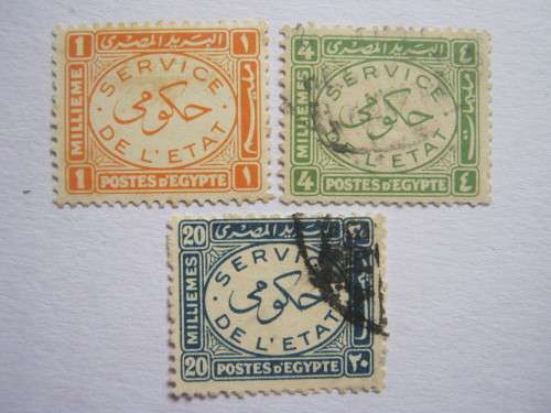 EGYPT - 1938 OFFICIAL STAMPS - SELECTION OF 3 STAMPS
